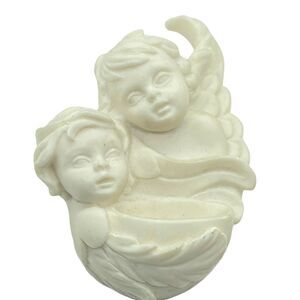 Angel Cherubs Holy Water Font Italian Vintage Wall Hanging Figures Succulents